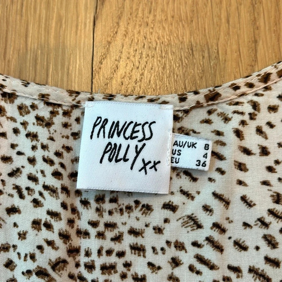 Princess Polly Romper Maicie Animal Print Tie Sleeve Size 4 - Picture 7 of 9